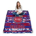 customized detroit pistons layered florals red white quilt blanket best selling