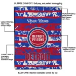 customized detroit pistons layered florals red white quilt blanket best selling