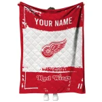 customized detroit red wings grunge patch red white quilt blanket best selling