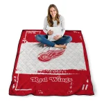 customized detroit red wings grunge patch red white quilt blanket best selling