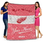 customized detroit red wings pinstripe lines red white quilt blanket best selling