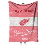 customized detroit red wings pinstripe lines red white quilt blanket best selling