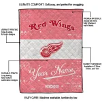 customized detroit red wings pinstripe lines red white quilt blanket best selling