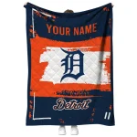 customized detroit tigers grunge patch navy white quilt blanket best selling