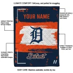 customized detroit tigers grunge patch navy white quilt blanket best selling