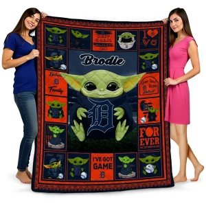 customized detroit tigers yody baby motif navy quilt blanket best selling