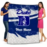 customized duke blue devils brushstroke layers blue quilt blanket best selling