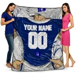 customized duke blue devils player sketch blue gray quilt blanket best selling