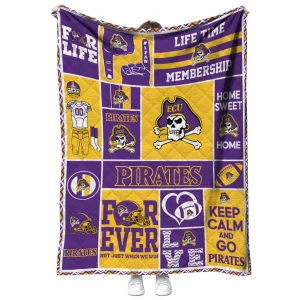 customized east carolina pirates helmet passion purple quilt blanket fashion forward