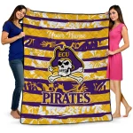 customized east carolina pirates layered florals purple white quilt blanket best selling