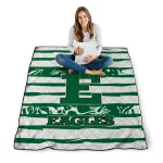 customized eastern michigan eagles layered florals green white quilt blanket best selling