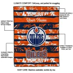 customized edmonton oilers layered florals blue white quilt blanket best selling