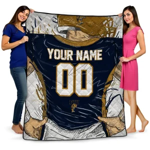 customized fiu panthers player sketch blue gray quilt blanket best selling