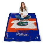 customized florida gators grunge patch blue white quilt blanket best selling