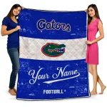 customized florida gators hibiscus burst blue white quilt blanket best selling