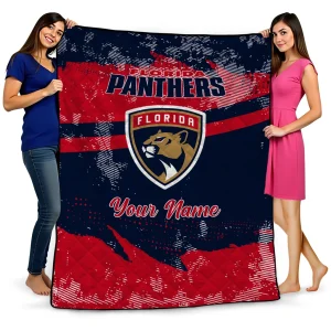 customized florida panthers brushstroke layers red quilt blanket best selling