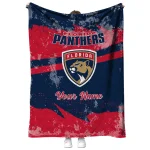 customized florida panthers brushstroke layers red quilt blanket best selling