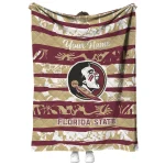 customized florida state seminoles layered florals garnet white quilt blanket best selling