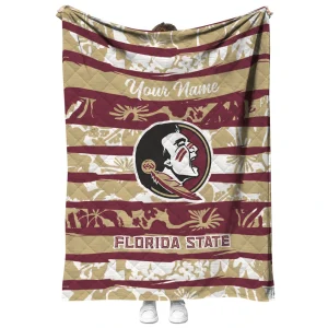 customized florida state seminoles layered florals garnet white quilt blanket fashion forward