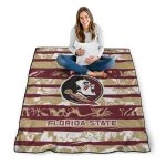 customized florida state seminoles layered florals garnet white quilt blanket best selling