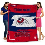 customized fresno state bulldogs grunge patch red white quilt blanket best selling