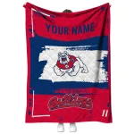 customized fresno state bulldogs grunge patch red white quilt blanket best selling