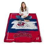 customized fresno state bulldogs grunge patch red white quilt blanket best selling