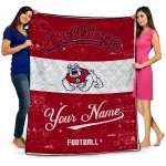customized fresno state bulldogs hibiscus burst red white quilt blanket best selling