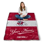 customized fresno state bulldogs hibiscus burst red white quilt blanket best selling