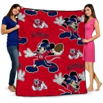 customized fresno state bulldogs mickey football red quilt blanket best selling
