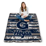 customized georgetown hoyas layered florals blue white quilt blanket best selling