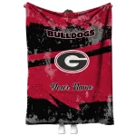 customized georgia bulldogs brushstroke layers red quilt blanket best selling