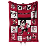 customized georgia bulldogs mickey crimson red white quilt blanket best selling
