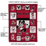 customized georgia bulldogs mickey crimson red white quilt blanket best selling