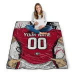 customized georgia bulldogs player sketch red gray quilt blanket best selling