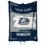 customized georgia southern eagles grunge patch blue white quilt blanket best selling