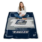 customized georgia southern eagles grunge patch blue white quilt blanket best selling