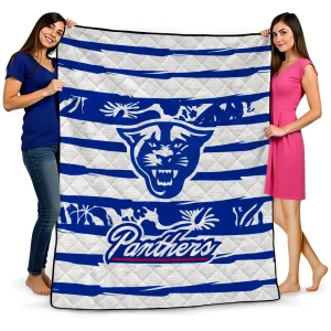customized georgia state panthers layered florals blue white quilt blanket best selling