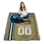 customized georgia tech yellow jackets helmet theme gold quilt blanket best selling