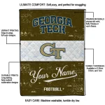 customized georgia tech yellow jackets hibiscus burst gold white quilt blanket best selling