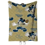 customized georgia tech yellow jackets mickey football gold quilt blanket best selling