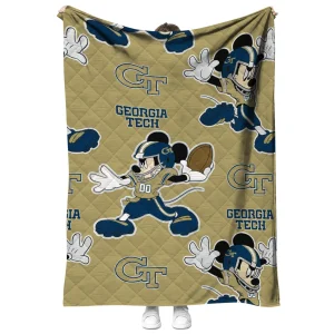 customized georgia tech yellow jackets mickey football gold quilt blanket fashion forward