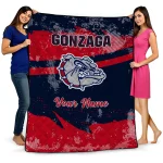 customized gonzaga bulldogs brushstroke layers blue quilt blanket best selling