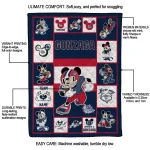 customized gonzaga bulldogs mickey crimson blue white quilt blanket best selling