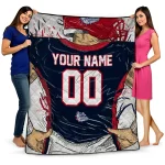customized gonzaga bulldogs player sketch blue gray quilt blanket best selling