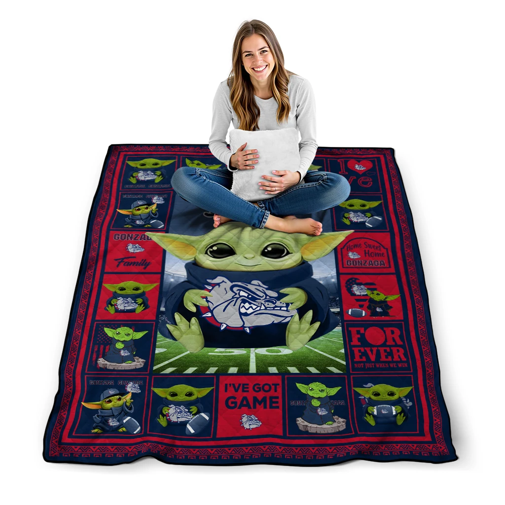 customized gonzaga bulldogs yody baby pattern blue quilt blanket high quality customized gonzaga bulldogs yody baby pattern blue quilt blanket high quality