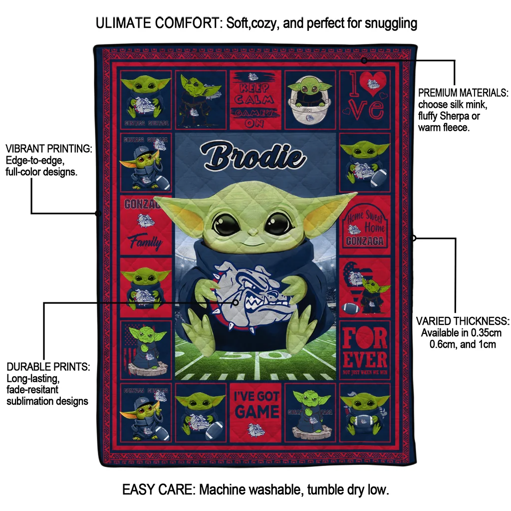 customized gonzaga bulldogs yody baby pattern blue quilt blanket latest model customized gonzaga bulldogs yody baby pattern blue quilt blanket latest model