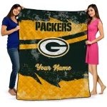 customized green bay packers brushstroke layers green quilt blanket best selling