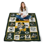 customized green bay packers mickey crimson green white quilt blanket best selling