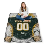 customized green bay packers player sketch green gray quilt blanket best selling